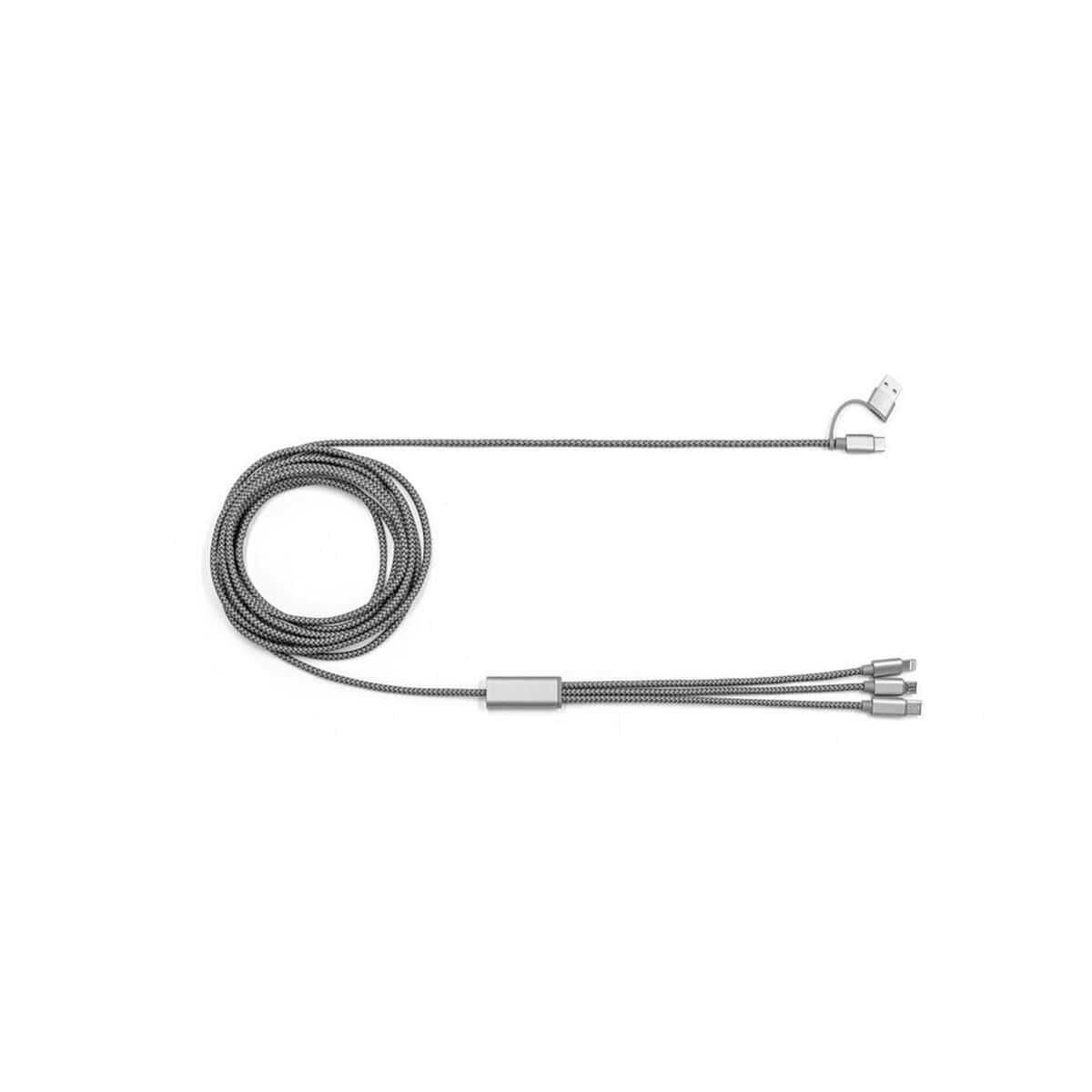 Kable USB z logo – kabel do ładowania i synchronizacji brandcharger trident 2+ VA557-15_AAA01 Oplot kabel do urządzeń elektronicznych, długość 1,5 m, stylowy i funkcjonalny.