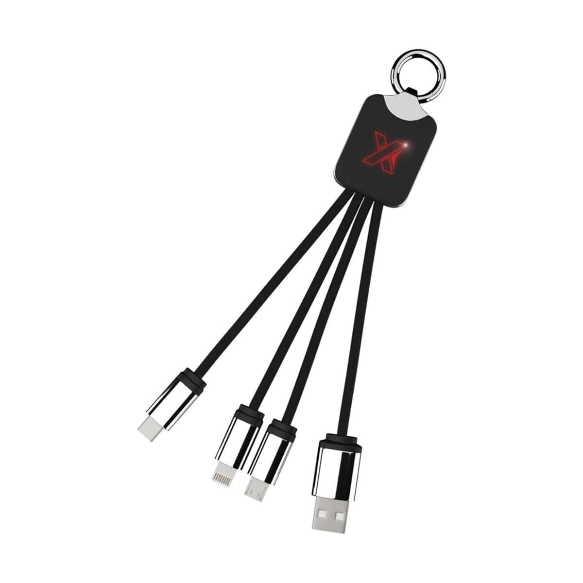 Naszyjnik z wymiennymi końcówkami do ładowania urządzeń elektronicznych.