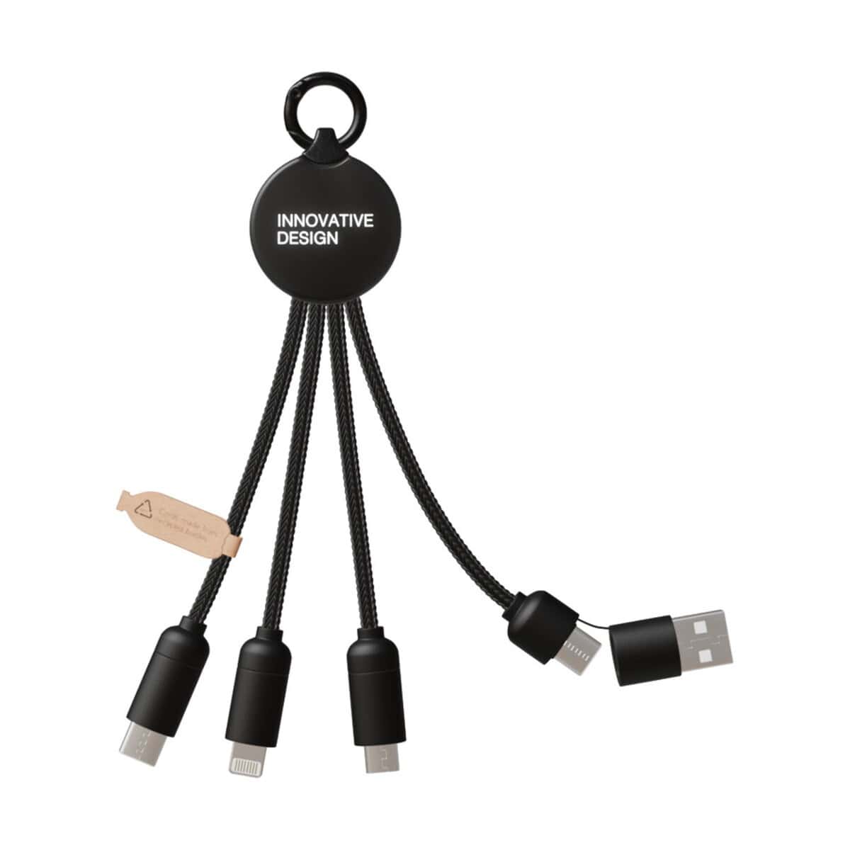 Kable USB z logo – scx.design c14 kabel do ładowania 5 w 1 o mocy 20 w 2px17990_b1 Ładowarka wieloportowa USB z elastycznymi przewodami i podpisem innowacyjny design.