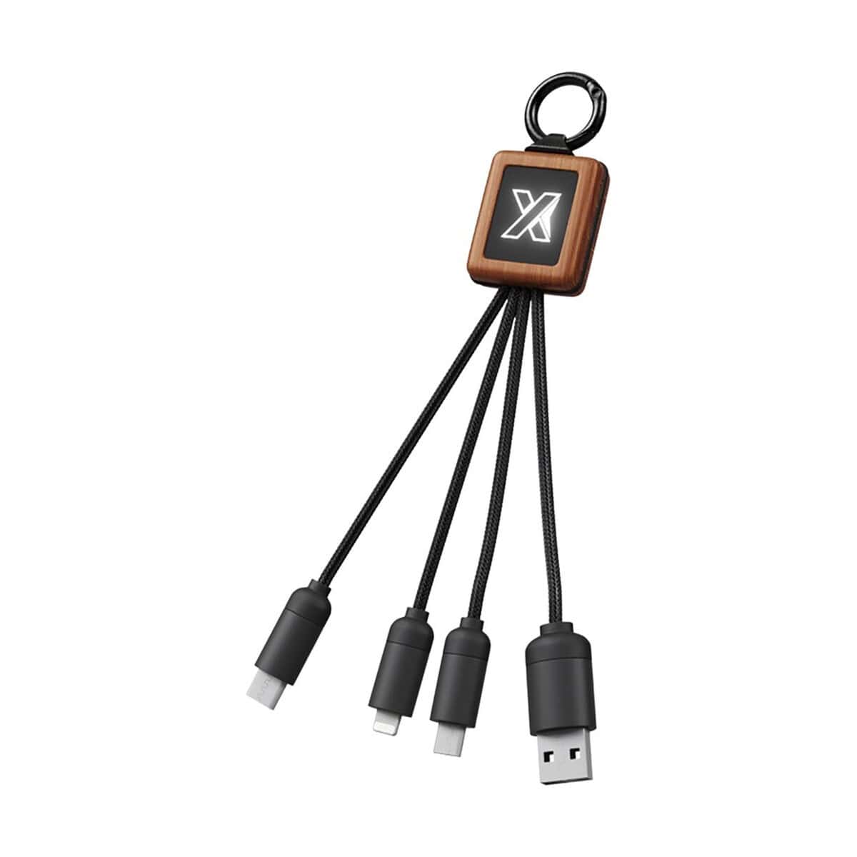 Kable USB z logo – scx.design c19 łatwy w użyciu kabel drewniany 20 w 2px04471 Ekologiczny lub personalizowany gadżet z nadrukiem, idealny na prezent lub konkurs, nowoczesny design, element brandingowy.