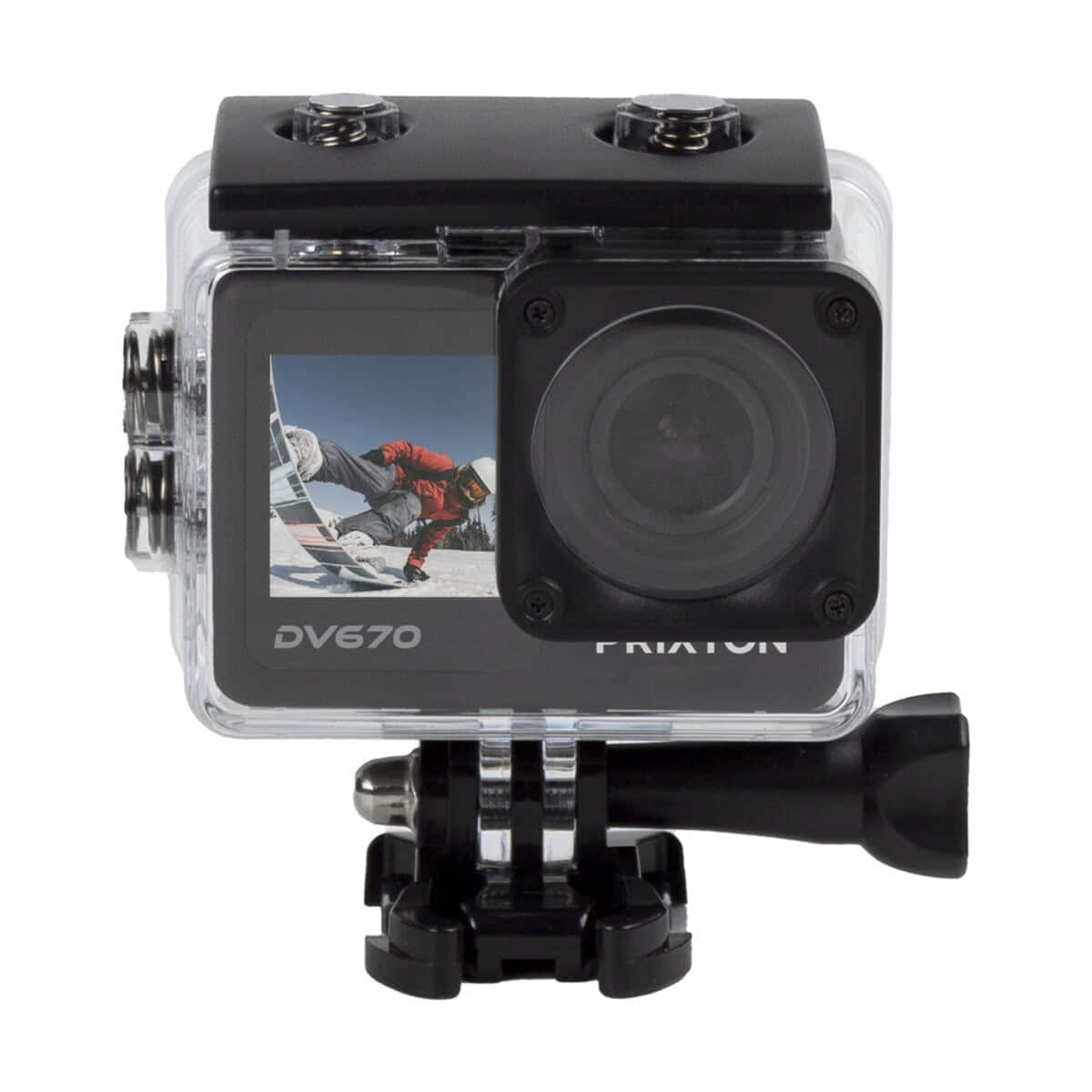Kamery z logo – prixton dv670 kamera sportowa 4k z dwoma ekranami 2pa17390_f1 Akcesoria do sportów ekstremalnych na gopro, kamera sportowa, uchwyt do nagrywania aktywności, sportowe gadżety, outdoorowe akcesoria.