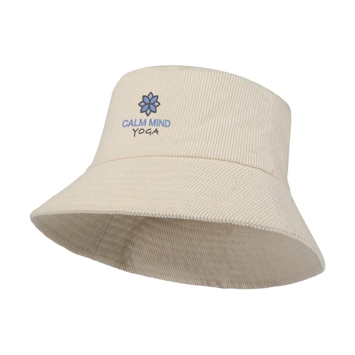 Kapelusze z logo – howson kapelusz przeciwsłoneczny ze sztruksu z recyklingu 11107206_eb_y1 Kapelusz z nadrukiem Calm Mind Yoga, idealny na relaks i jogę.