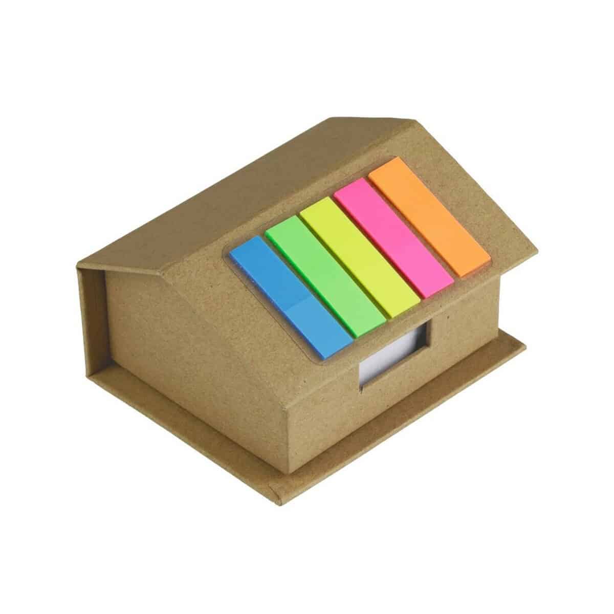 Karteczki samoprzylepne z logo – zestaw do notatek „domek”, notatnik, karteczki samoprzylepne | oliver V2776.0-00_AAA01 Kolorowe karteczki samoprzylepne w pudełku – gadżety biurowe i akcesoria do organizacji.