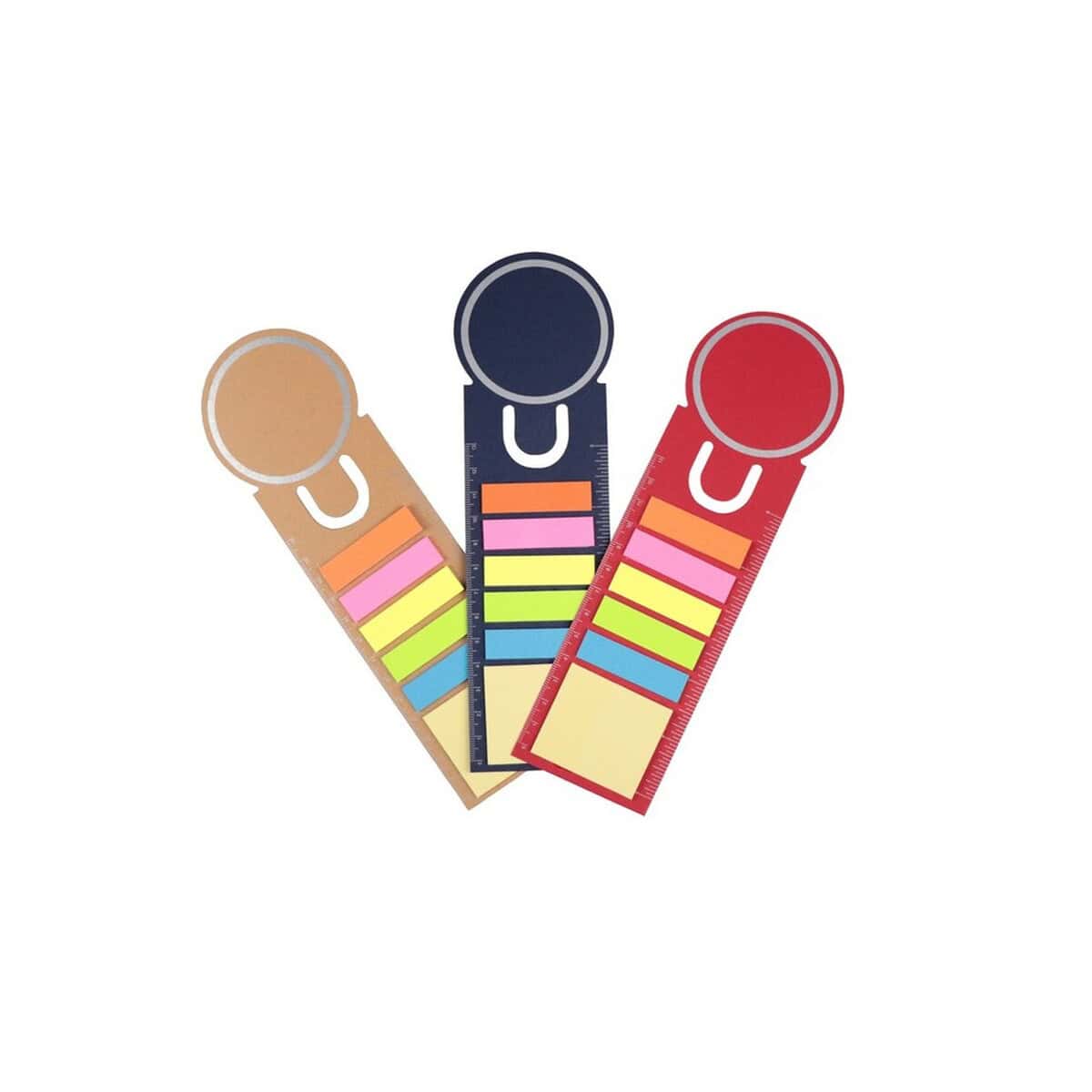 Karteczki samoprzylepne z logo – zestaw do notatek, karteczki samoprzylepne, zakładka do książki, linijka, notatnik | young V2542.0_1 Metki samoprzylepne z linijką, różne kolory, idealne do organizacji i planowania.