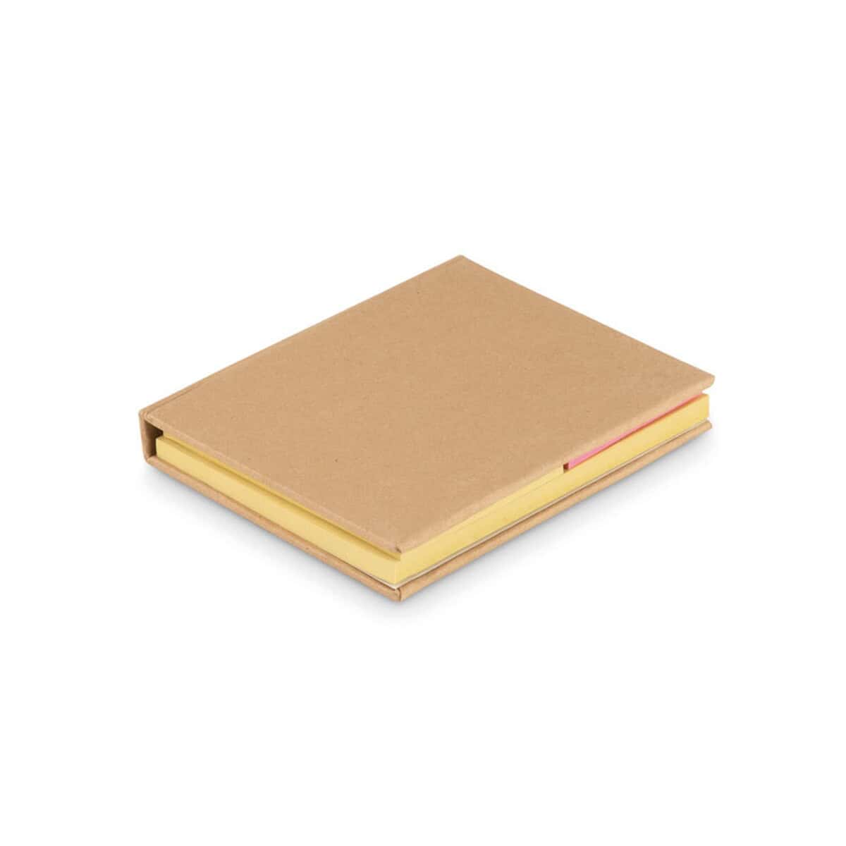 Karteczki samoprzylepne z logo – zestaw kartek samoprzylepnych recyclo mo7173-13 Notes: The input image shows a notebook with sticky notes, which is relevant for promotional or personalized gifting items (