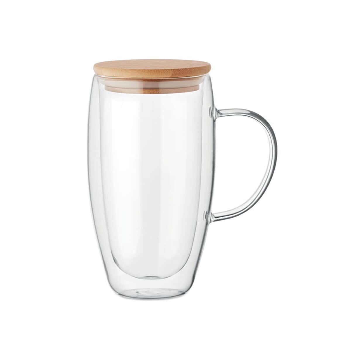 Kieliszki z logo – szklany podwójnych 450 ml existing name mo2673-22 Butelka z podwójnymi ściankami, szklana z drewnianą pokrywką, akcesoria do domu i biura.