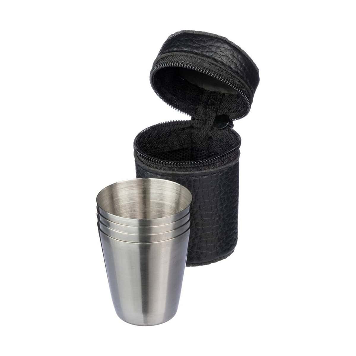 Kieliszki z logo – zestaw metalowych kieliszków VA134-03_AAA03 Stalowe kubki do napojów, etui na kubki, gadżety kuchenno-biurowe, personalizacja napojów na zamówienie.