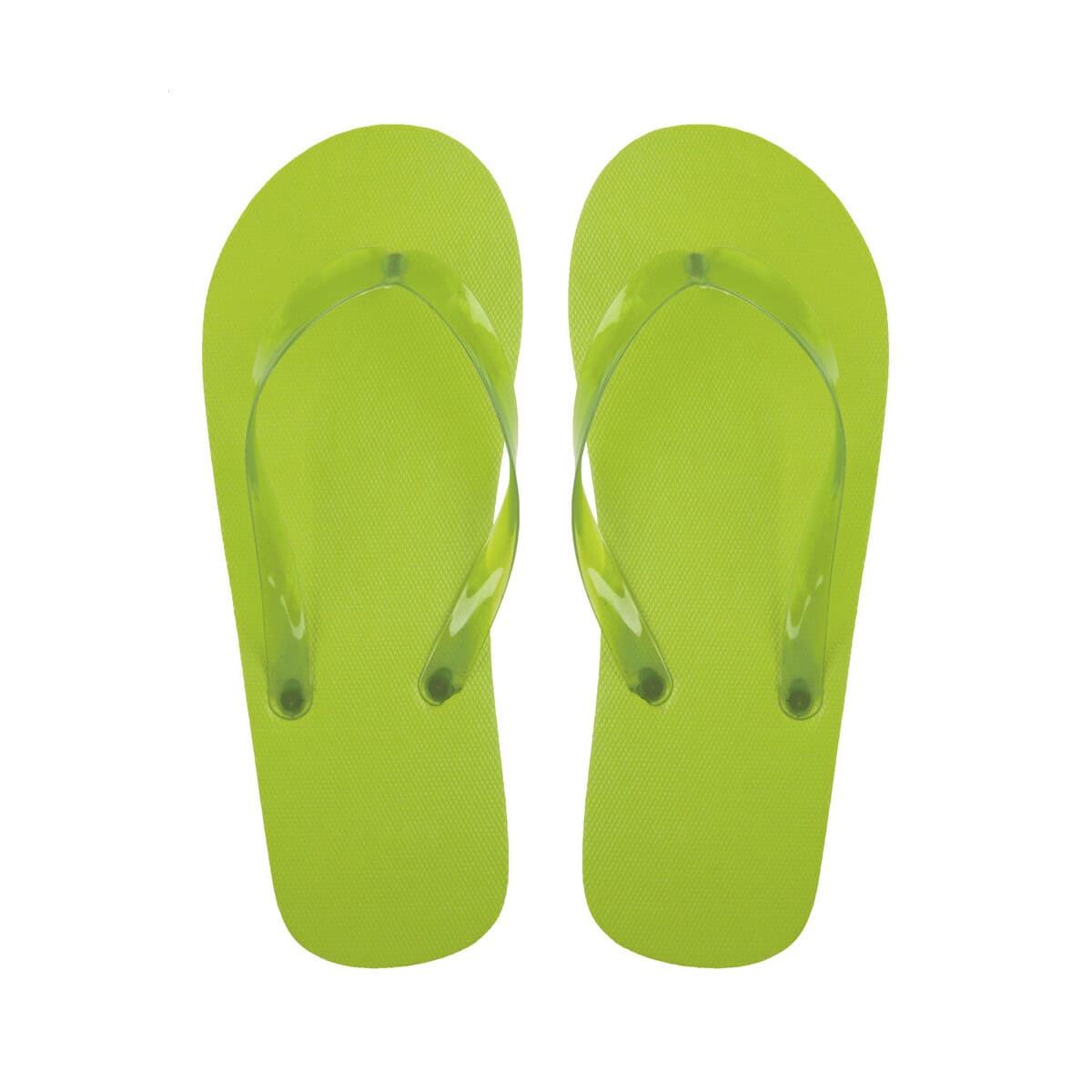 Buty plażowe neonowe żółte flip-flops na białym tle.