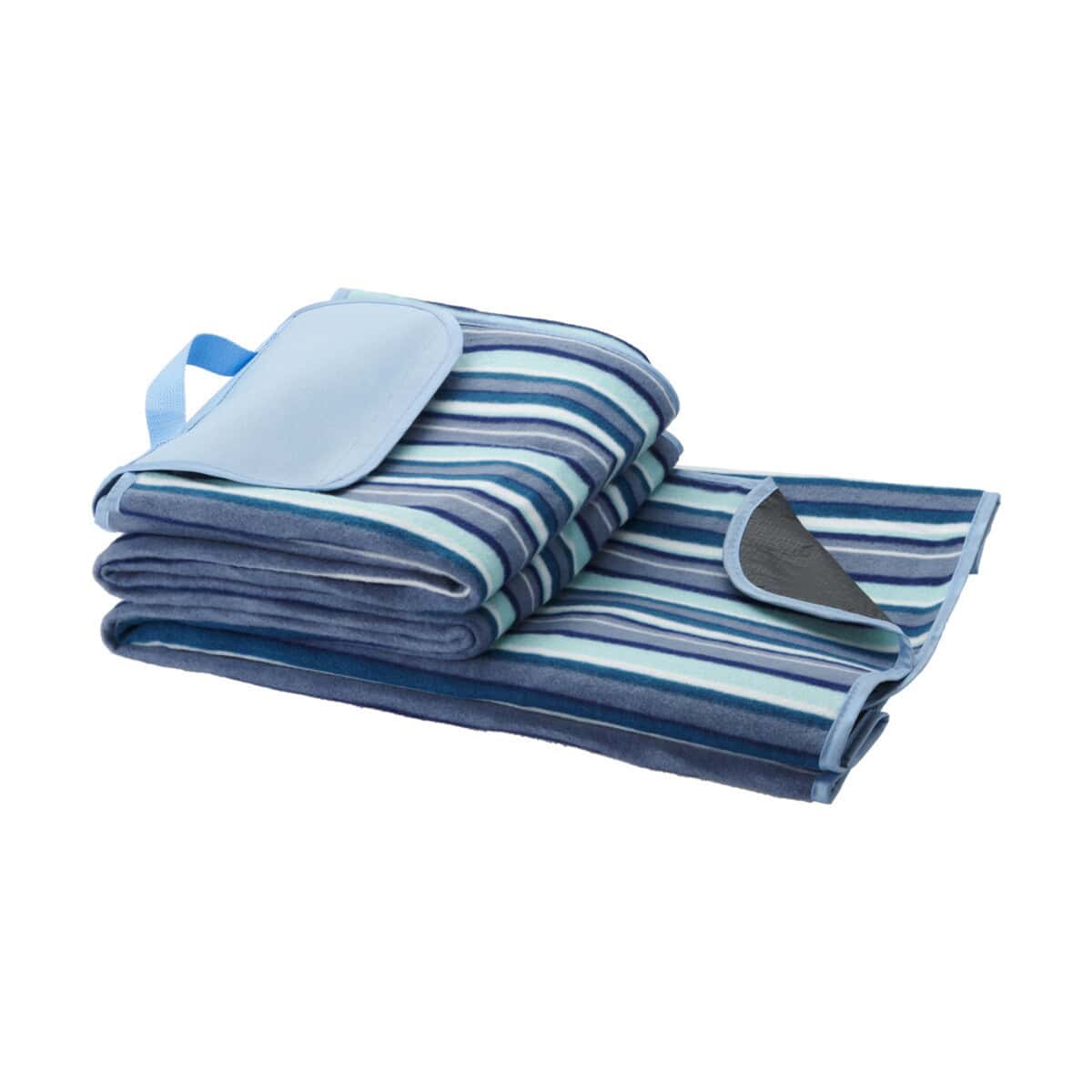 Delikatny ręcznik plażowy w paski, akcesoria na plażę, nadrukowane gadżety plażowe.