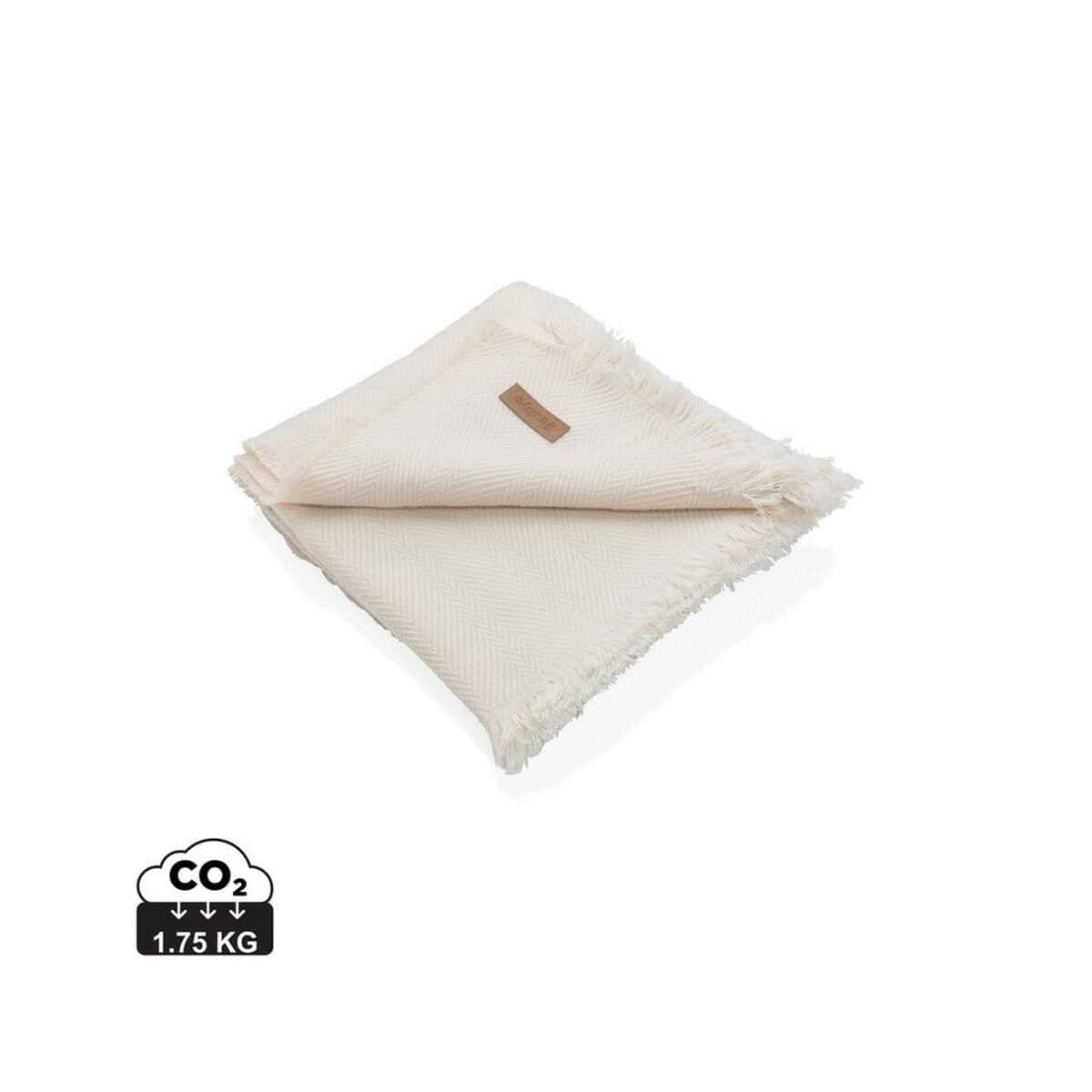 Koce z logo – koc ukiyo aware™ polylana® P459.100_S_0 Prześcieradło bawełniane z frędzlami, miękkie i ekologiczne.