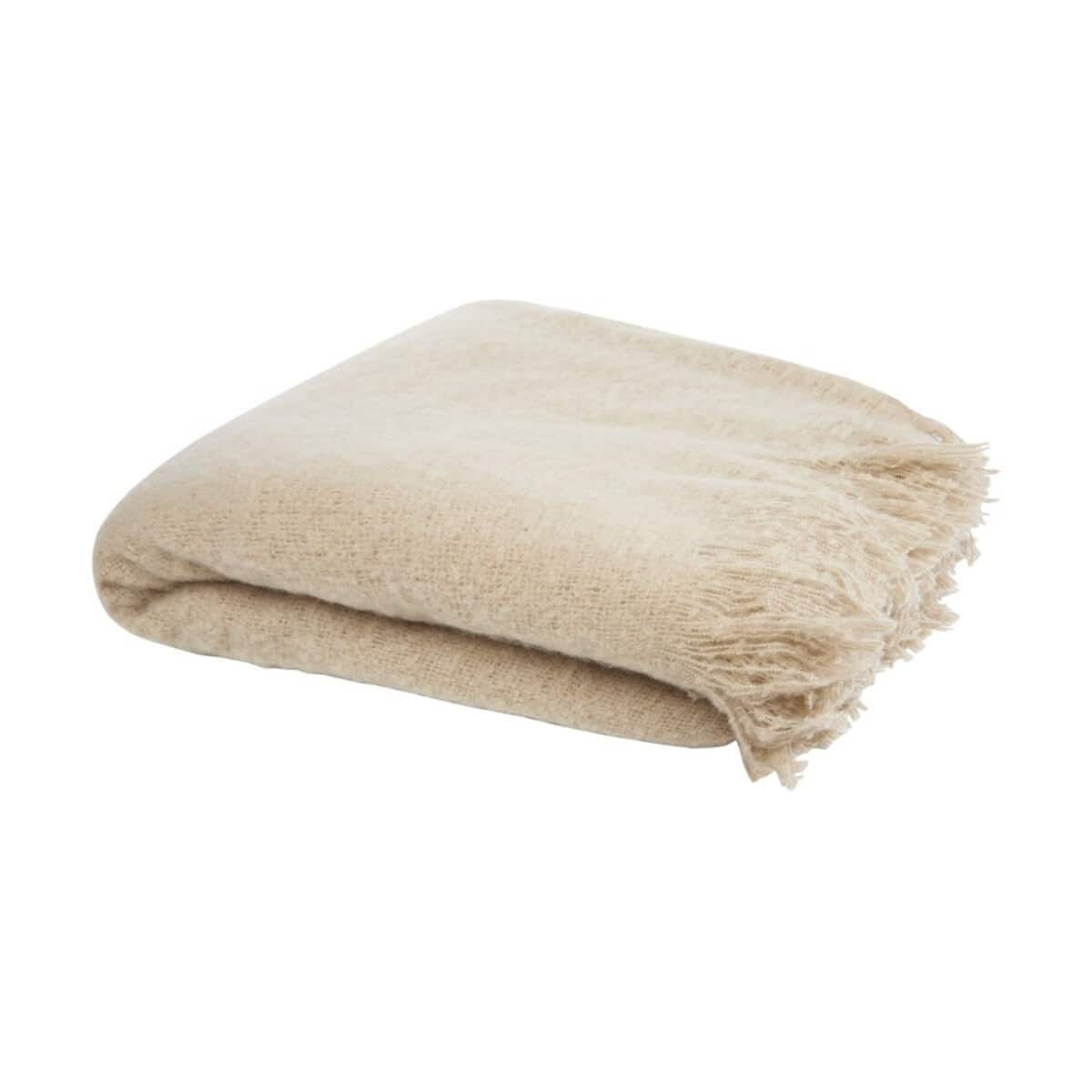 Koce z logo – koc z plastiku z recyklingu ivy 11319302_e1 Miękka, beżowa szal, idealny na chłodne dni, wysokiej jakości tkanina, modny dodatek do garderoby.