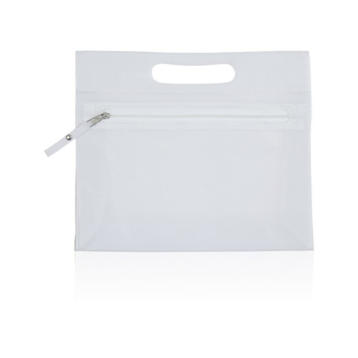 Przezroczysta torba plastikowa na dokumenty z zamkiem błyskawicznym.