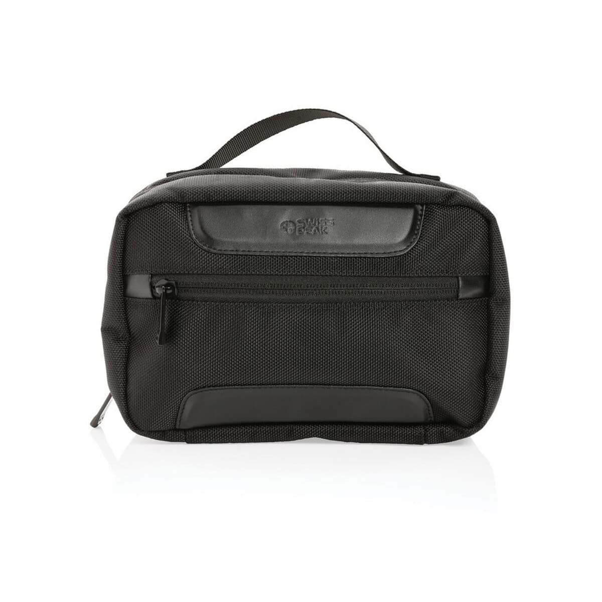 Kosmetyczki z logo – kosmetyczka swiss peak voyager aware™ rpet P820.231_02 Torba na ramię z logo Swiss Peak, czarna, idealna na gadżety i akcesoria.