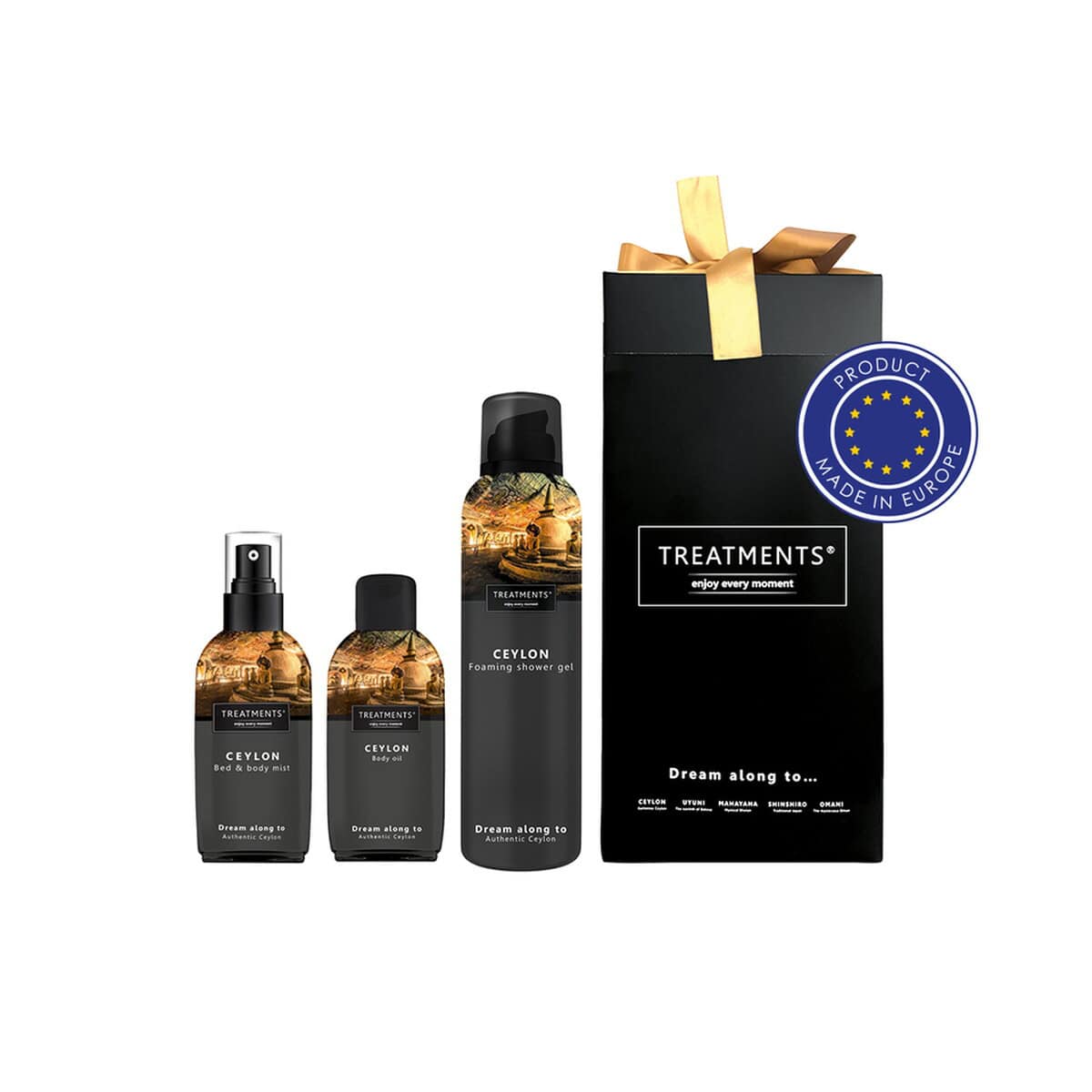 Kosmetyczki z logo – zestaw kosmetyków small treatments VTR03-03_AAA00 Butelki z produktami do Ceylon, zestaw prezentowy kosmetyków z luksusowym opakowaniem.