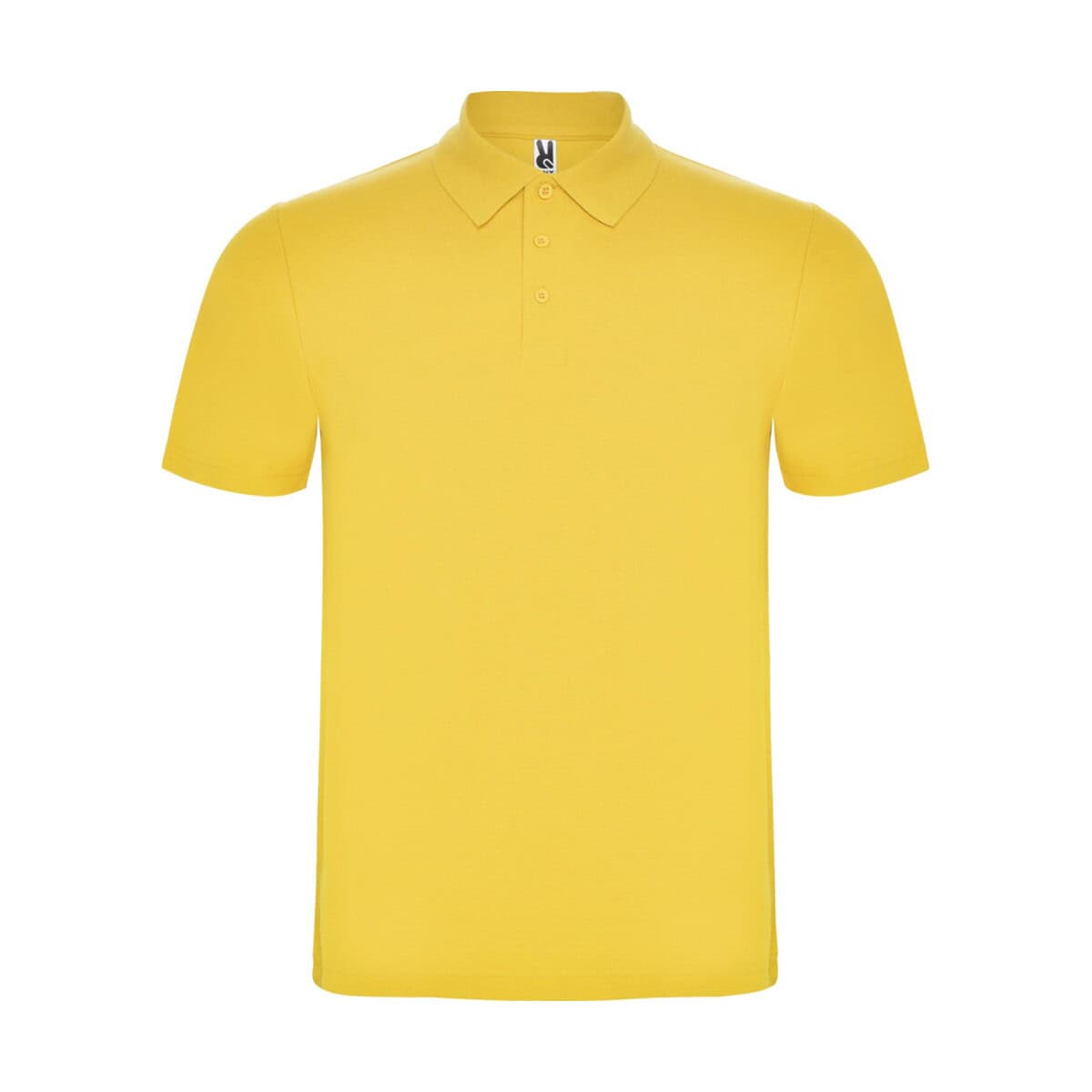 Żółta polo koszulka z kołnierzykiem i nadrukiem dla firm i promocji.