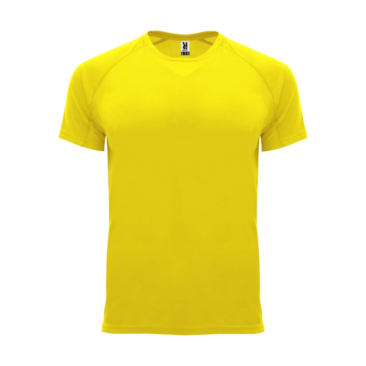 Żółta koszulka sportowa z logo, nadrukiem i odblaskami na siłownię, sport, fitness.