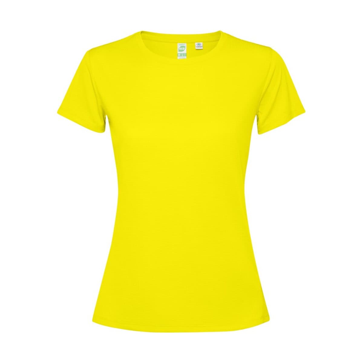 Żółta koszulka polo z organicznej bawełny, idealna do nadruku gadżetów reklamowych.