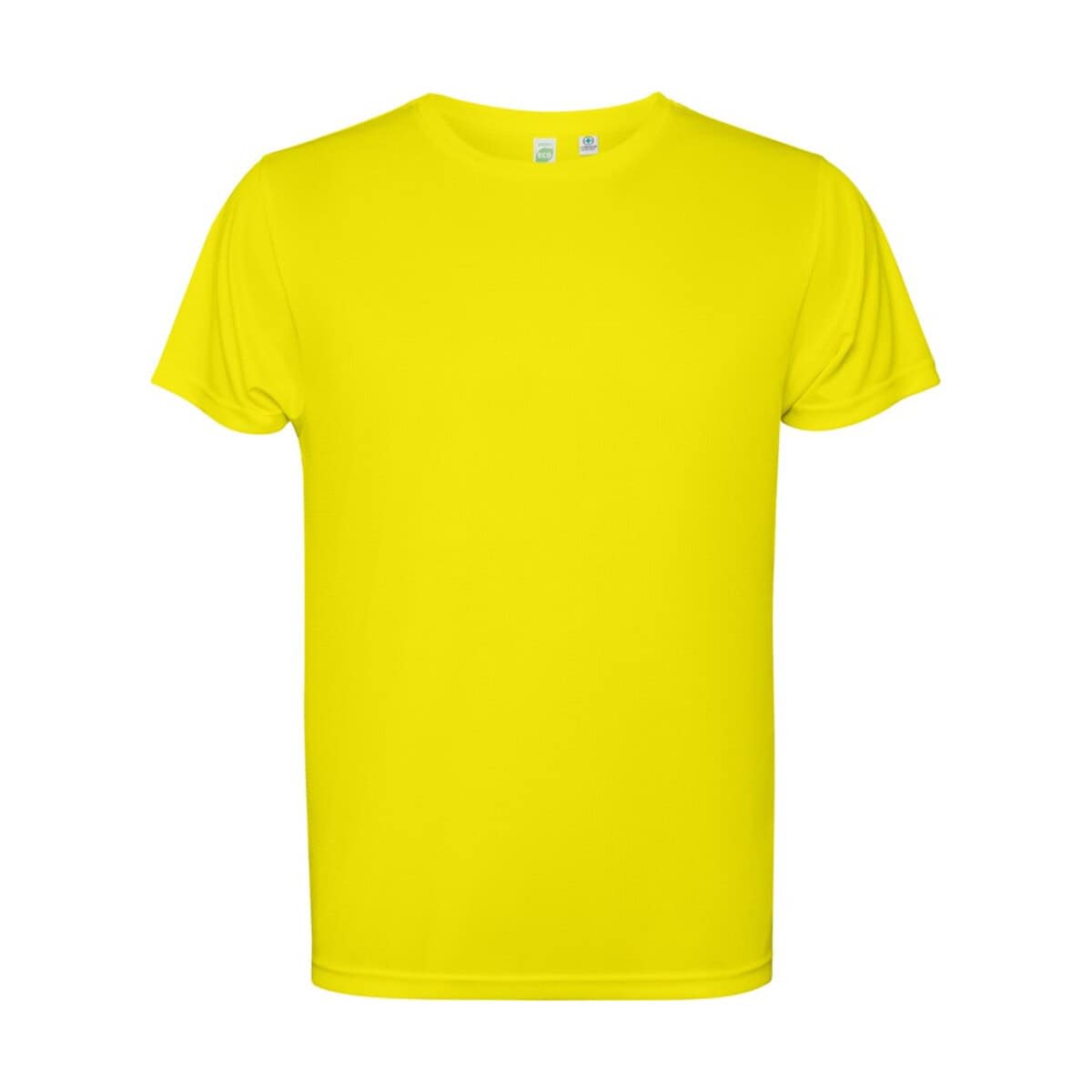 Żółta koszulka polo z krótkim rękawem, idealna na gadżety reklamowe i promocyjne.