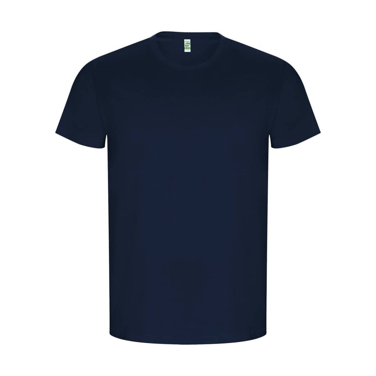 Czarna koszulka basic z krótkim rękawem na gładkim tle.