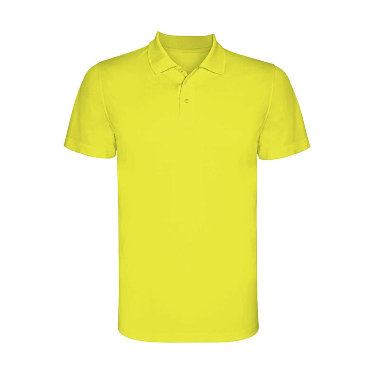 żółta koszulka polo z krótkim rękawem, odblaskowa, dla firm i promocji, gadżety reklamowe.