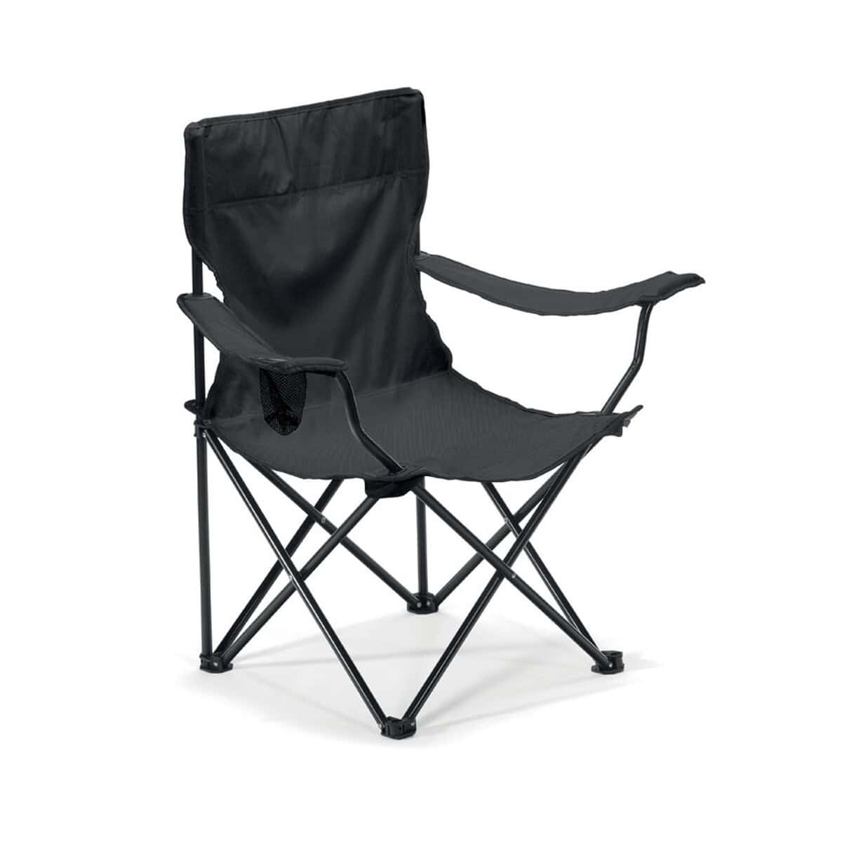 Przenośne składane krzesło turystyczne, czarne, lekkie i wygodne. Idealne na camping, piknik i podróże.