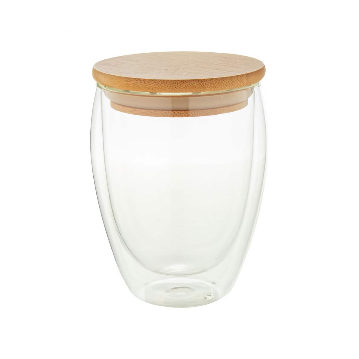 Przezroczysta szklana puszka z bambusową szybkozamykającą pokrywką - idealne gadżety kuchenne.