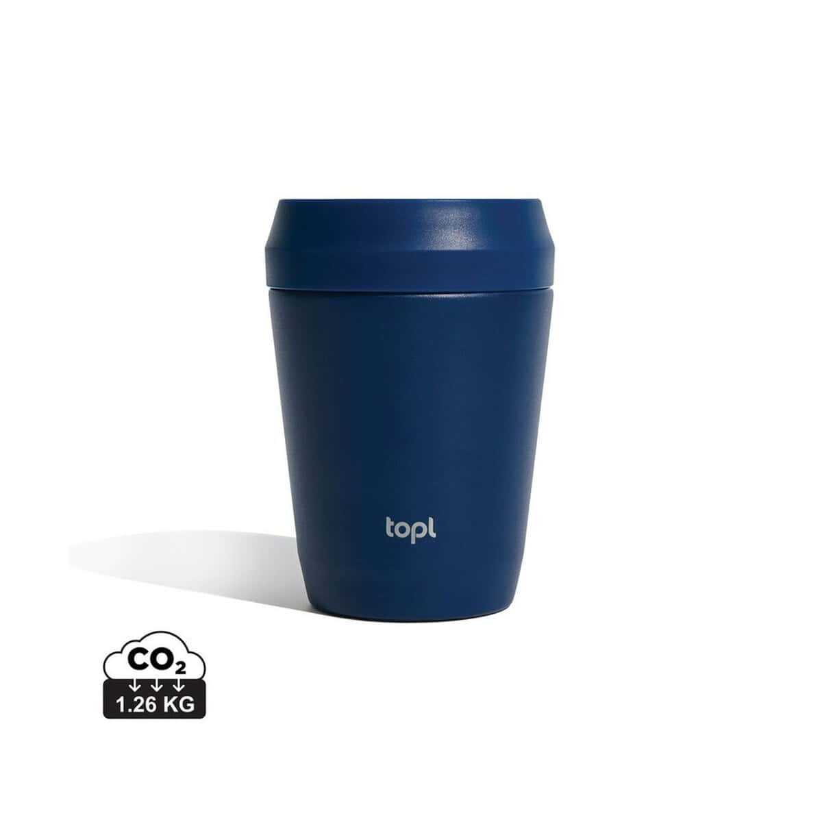 Kubki termiczne z logo – kubek termiczny 235 ml topl VTO02-04_RBTGS8NA__S_0 Butelka termiczna granatowa z logo topi, kubek termiczny, gadżet promocyjny, personalizowany, na prezent, na wynos, eco-friendly.