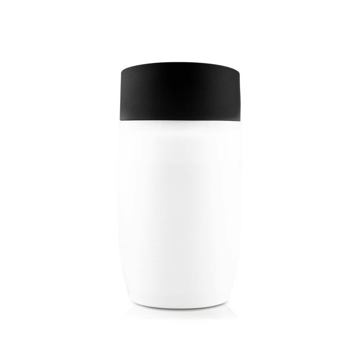 Kubki termiczne z logo – kubek termiczny 330 ml air gifts | stephanie V6964-02_AAB01 1. Przenośny gadżet z czarną nakładką i białą obudową, idealny na prezent.