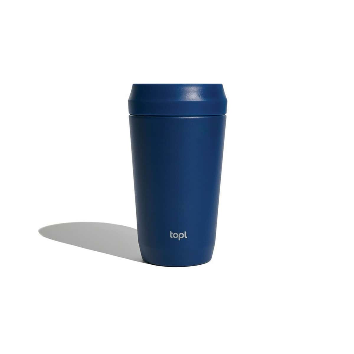 Butelka termiczna w kolorze navy z logo top1, idealna na kawę i herbatę do pracy i na wycieczki.