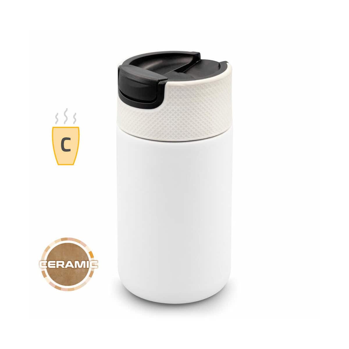 Kubki termiczne z logo – kubek termiczny 400 ml air gifts z ceramiką | nabila VA050-02_AAA00 Nowa termiczna butelka na napoje, ceramiczna izolacja, idealna na biuro i podróże.