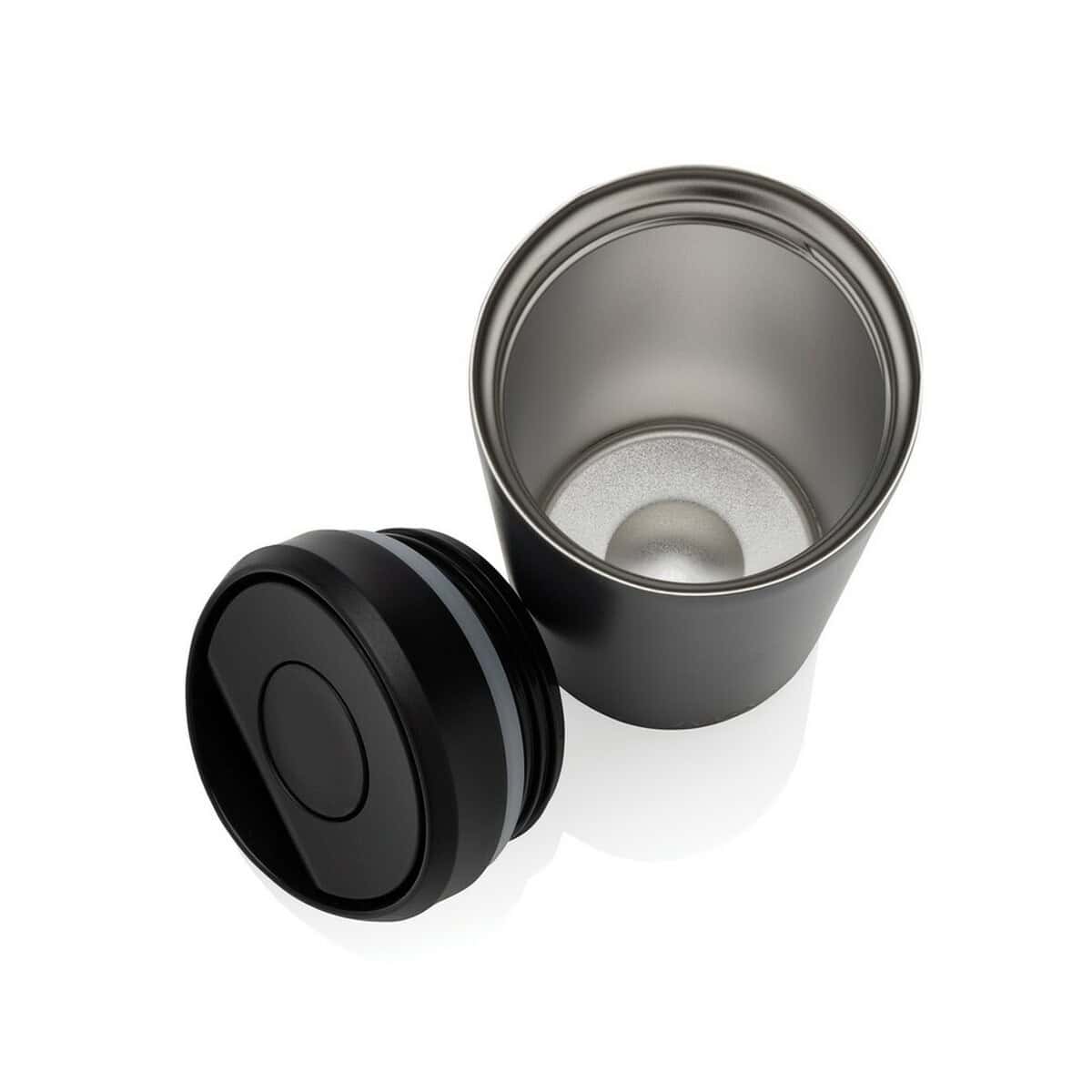 Kubki termiczne z logo – kubek termiczny 400 ml avira alix P438.1001__B_5 Przedmiot na gadżety z logo, kubek termiczny z czarnym wieczkiem, personalizacja upominków.