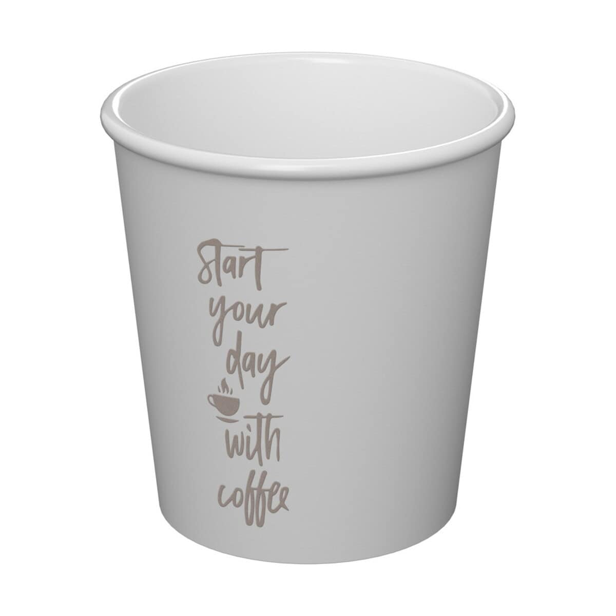 Kubki z logo – americano® piccolo kubek o pojemności 100 ml 22050001_eg_y1 Start your day with coffee szary kubek do kawy na prezent gadżety reklamowe.