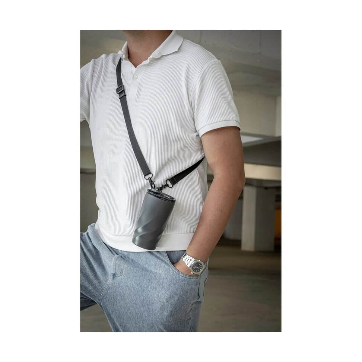 Kubki z logo – kubek podróżny brandcharger vortex calix ceramica VA539-15_ATM01 Małe czarne bidony z nadrukiem, wykonane z odpornego na uszkodzenia tworzywa. Idealne na prezent lub do codziennego użytku.