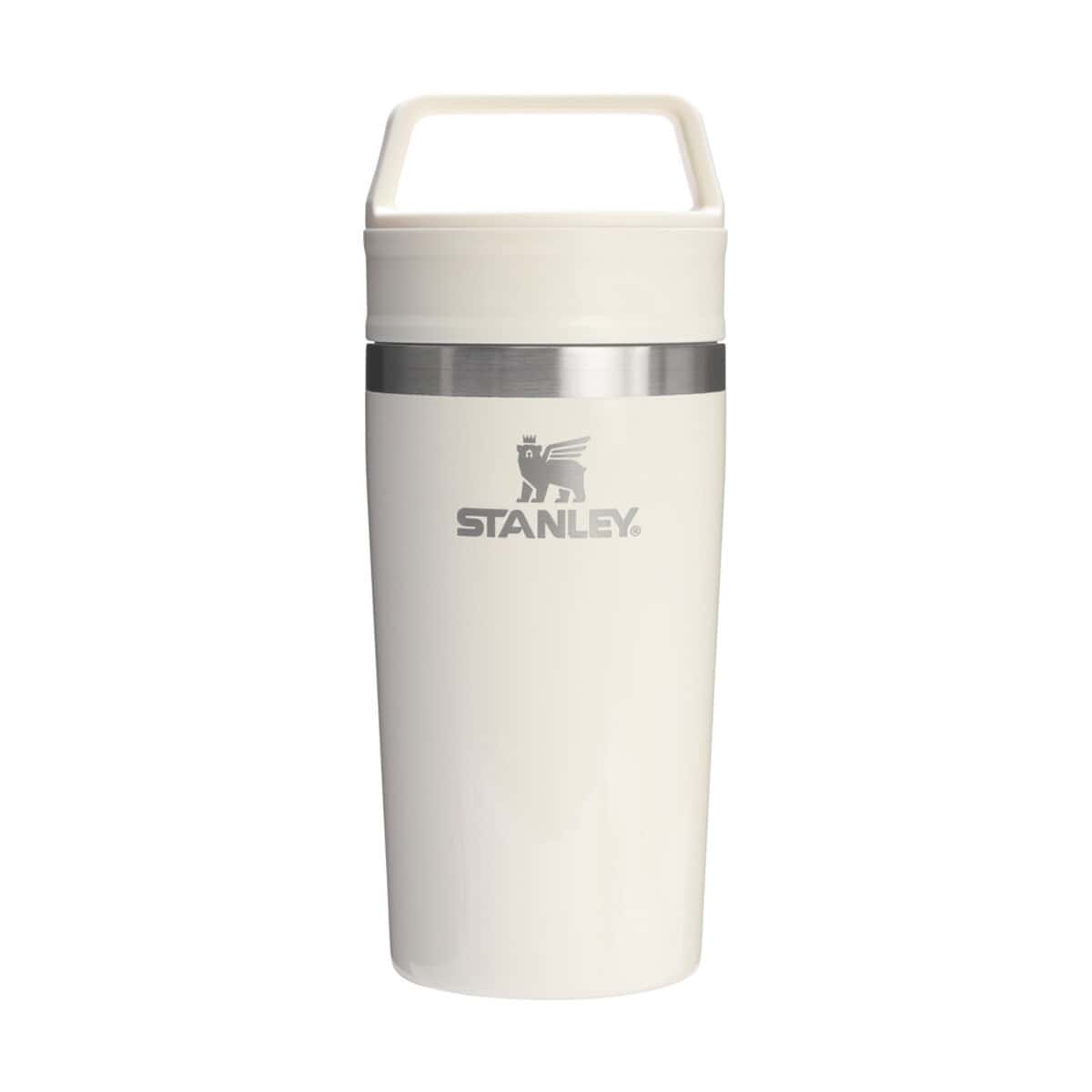 Kubki z logo – kubek podróżny stanley café-to-go o pojemności 350 ml 10087910_f1 Butelka termiczna Stanley, personalizowana, grawer, Upominek reklamowy, gadżet biurowy, promocyjny, czarna, podróż, kubek termiczny, prezent firmowy.