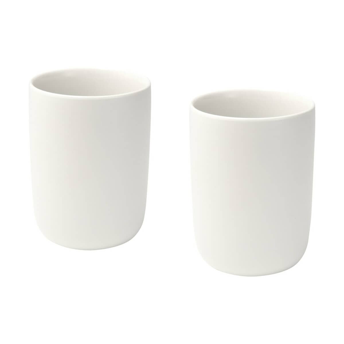 Kubki z logo – male kubki ceramiczne o pojemności 350 ml – zestaw 2 sztuk 12639601 Białe kubki ceramiczne na gadżety reklamowe i personalizowane upominki.