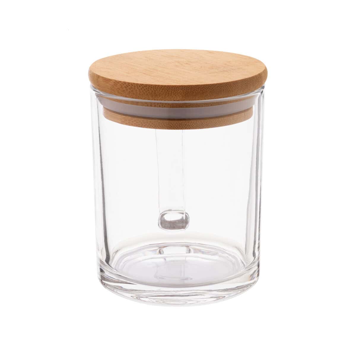 Kubki z logo – strobba szklany kubek z recyklingu AP800576__C Designerski pojemnik na przyprawy z drewnianym wieczkiem, idealny gadżet kuchenny.