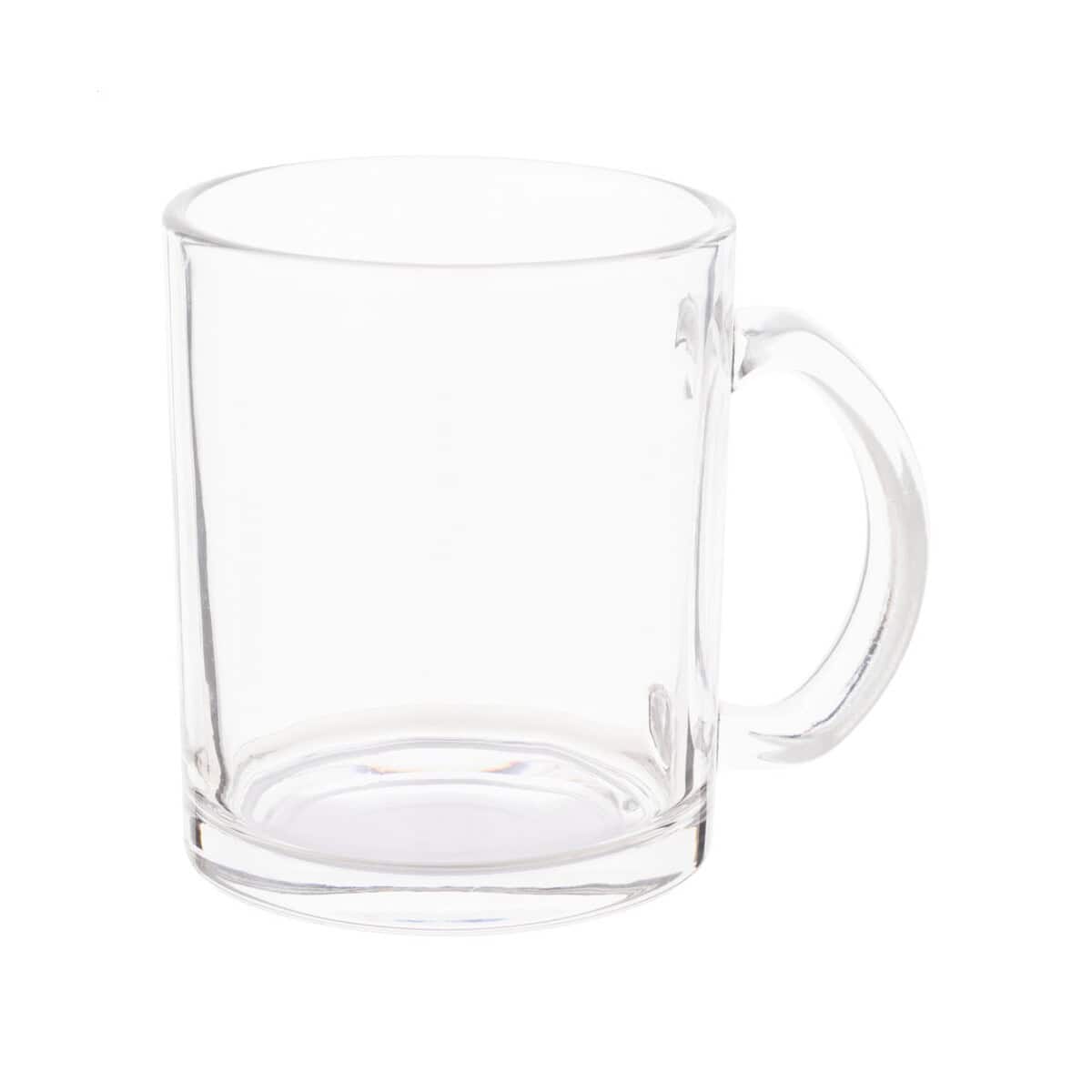 Kubki z logo – strobba szklany kubek z recyklingu AP800576__D Przezroczysta kubek z uchwytem na herbatę i kawę, szkło, idealny do biura i domu.