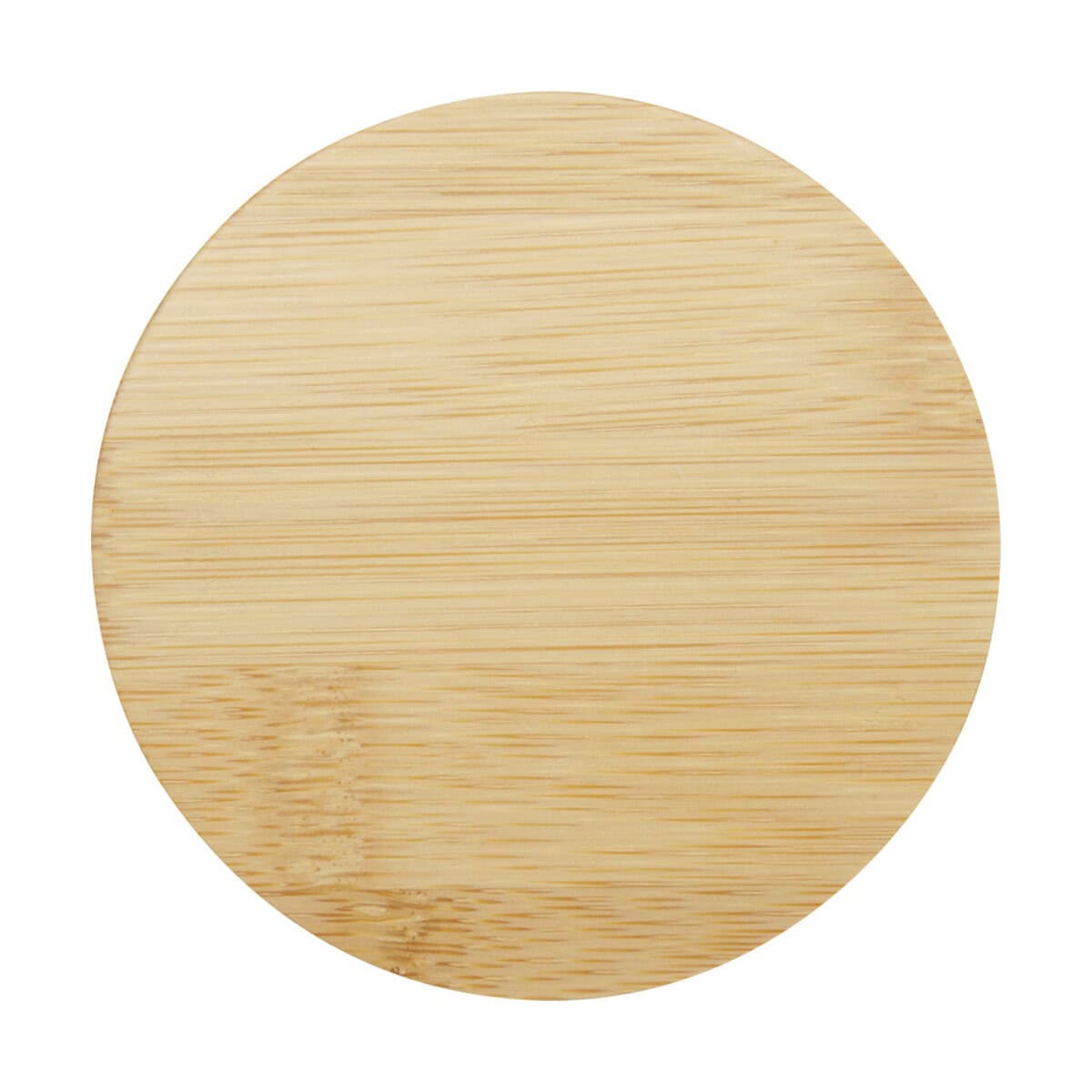 Kubki z logo – szklany kubek leona 350 ml z bambusową pokrywką 11341801_f1 Drewniany podkładka pod kubek lub talerz, naturalny design, grawerton, dekoracja do kuchni i restauracji.