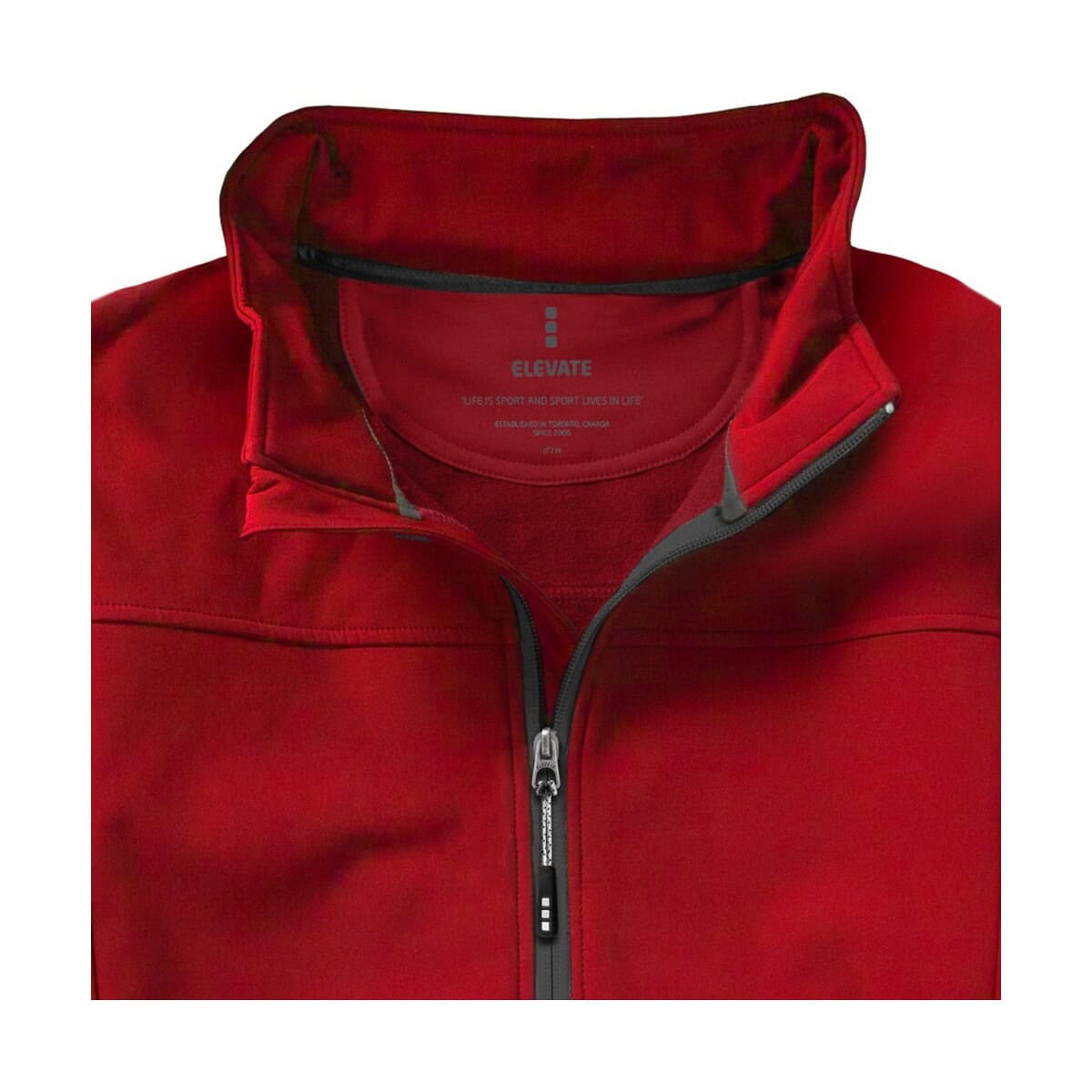 Kurtki z logo – męska kurtka softshell langley 3931125_d3 Stylowa czerwona kurtka sportowa z zamkiem na udany aktywny dzień. Idealne gadżety sportowe dla miłośników treningu i outdooru.