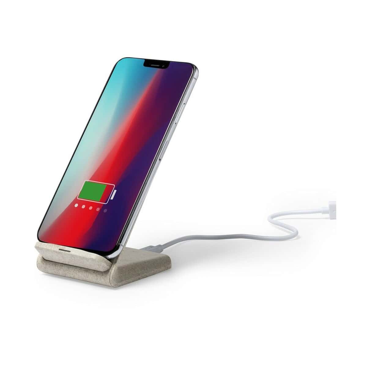Ładowarki z logo – ładowarka bezprzewodowa 10w ze słomy pszenicznej, stojak na telefon V0373-00_AAA02 1. Kabel do ładowania iPhone na podstawce, indukowe, szybkie ładowanie, gadżety.