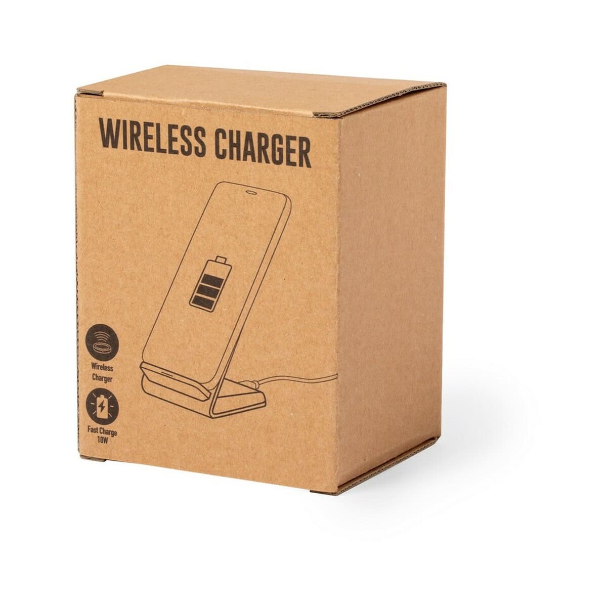 Ładowarki z logo – ładowarka bezprzewodowa 10w ze słomy pszenicznej, stojak na telefon V0373-00_POV01 Ładowarka bezprzewodowa na stojaku, szybkie ładowanie 10W, prezent na gadżety.