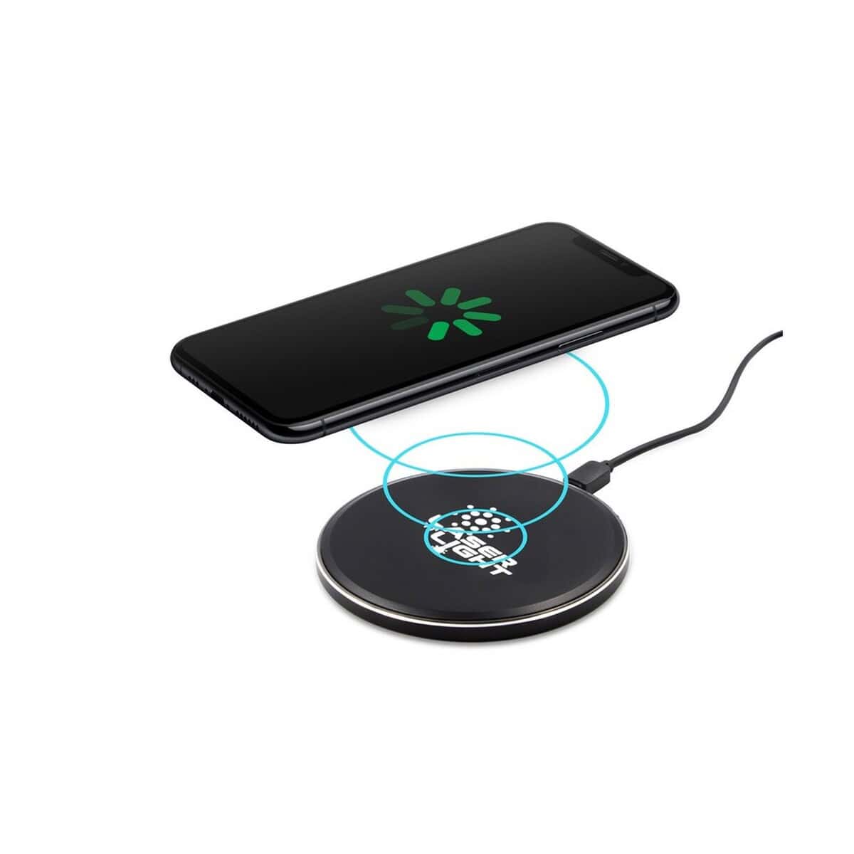 Ładowarka indukcyjna z telefonem smartfon, szybkie ładowanie bezprzewodowe, gadżet elektroniczny.