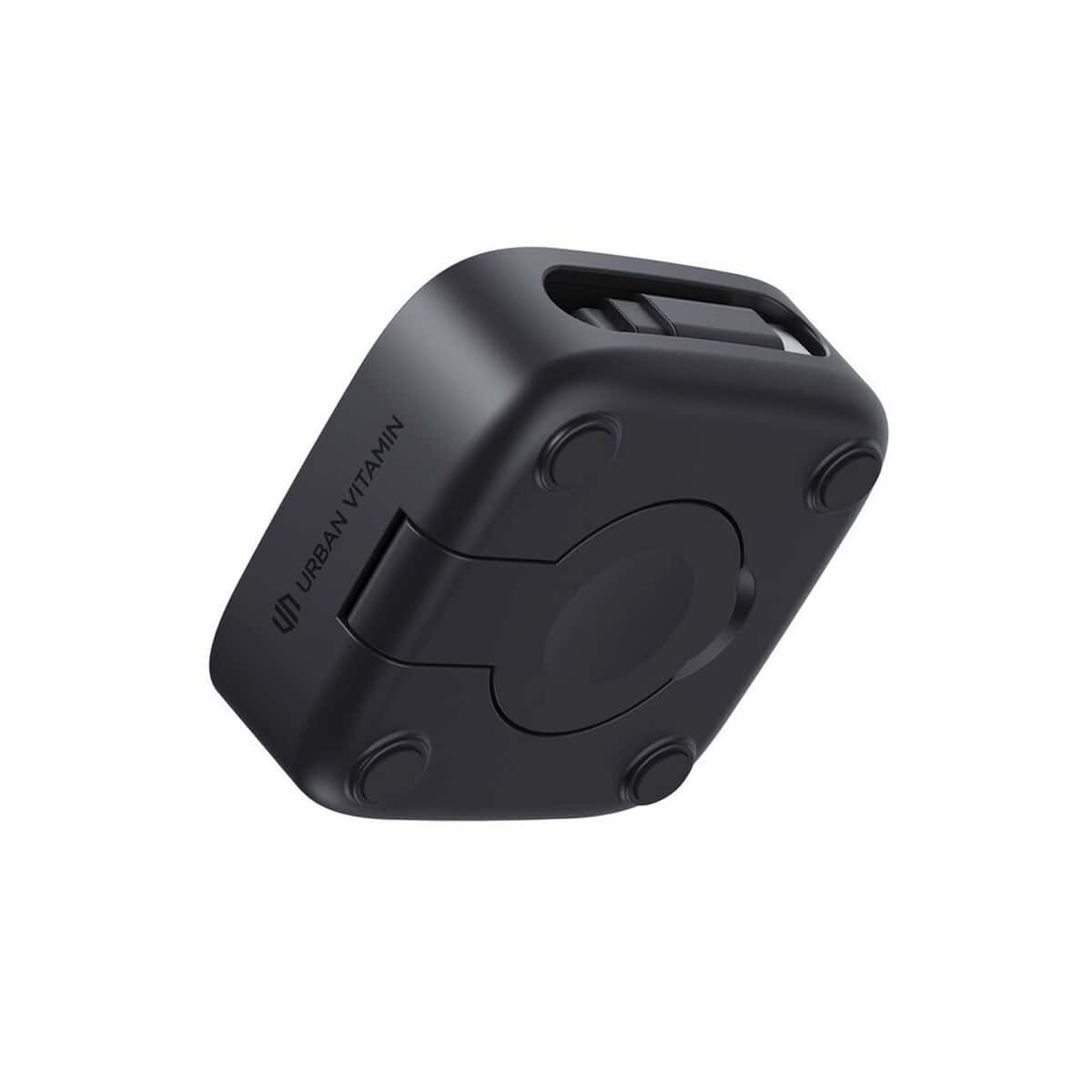 Ładowarki z logo – magnetyczna ładowarka bezprzewodowa 2 w 1 urban vitamin P309.5301__B_5 Podkładka pod mysz z nadrukiem Urban Vitamin, czarna, stylowa i funkcjonalna.