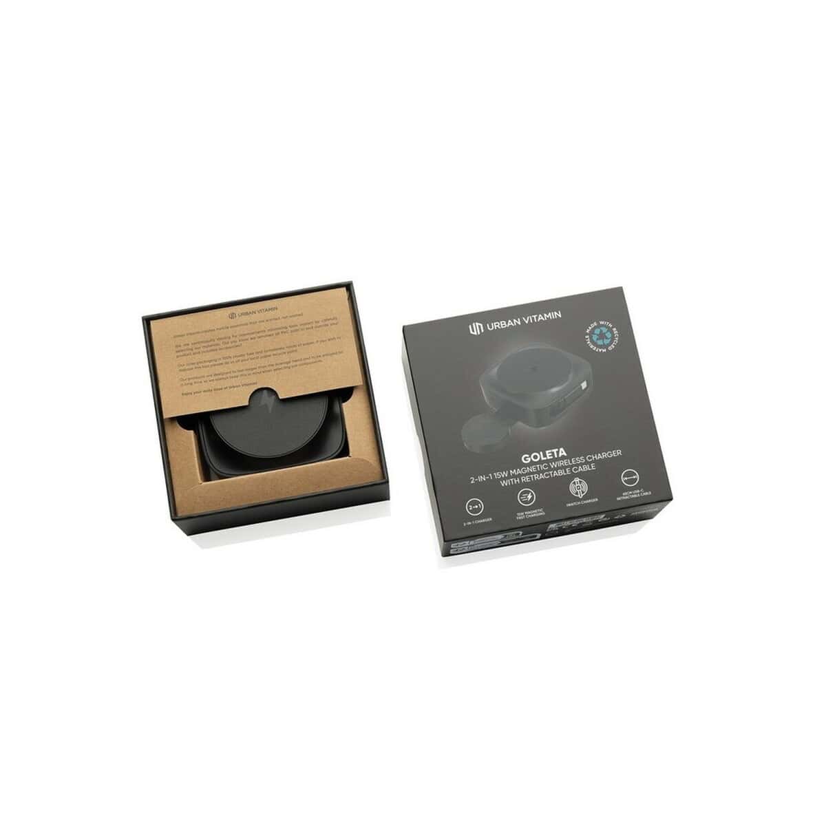 Ładowarki z logo – magnetyczna ładowarka bezprzewodowa 2 w 1 urban vitamin P309.5301__P_500 Lekka ładowarka bezprzewodowa Gadzety Urban Vitamin Goleta.