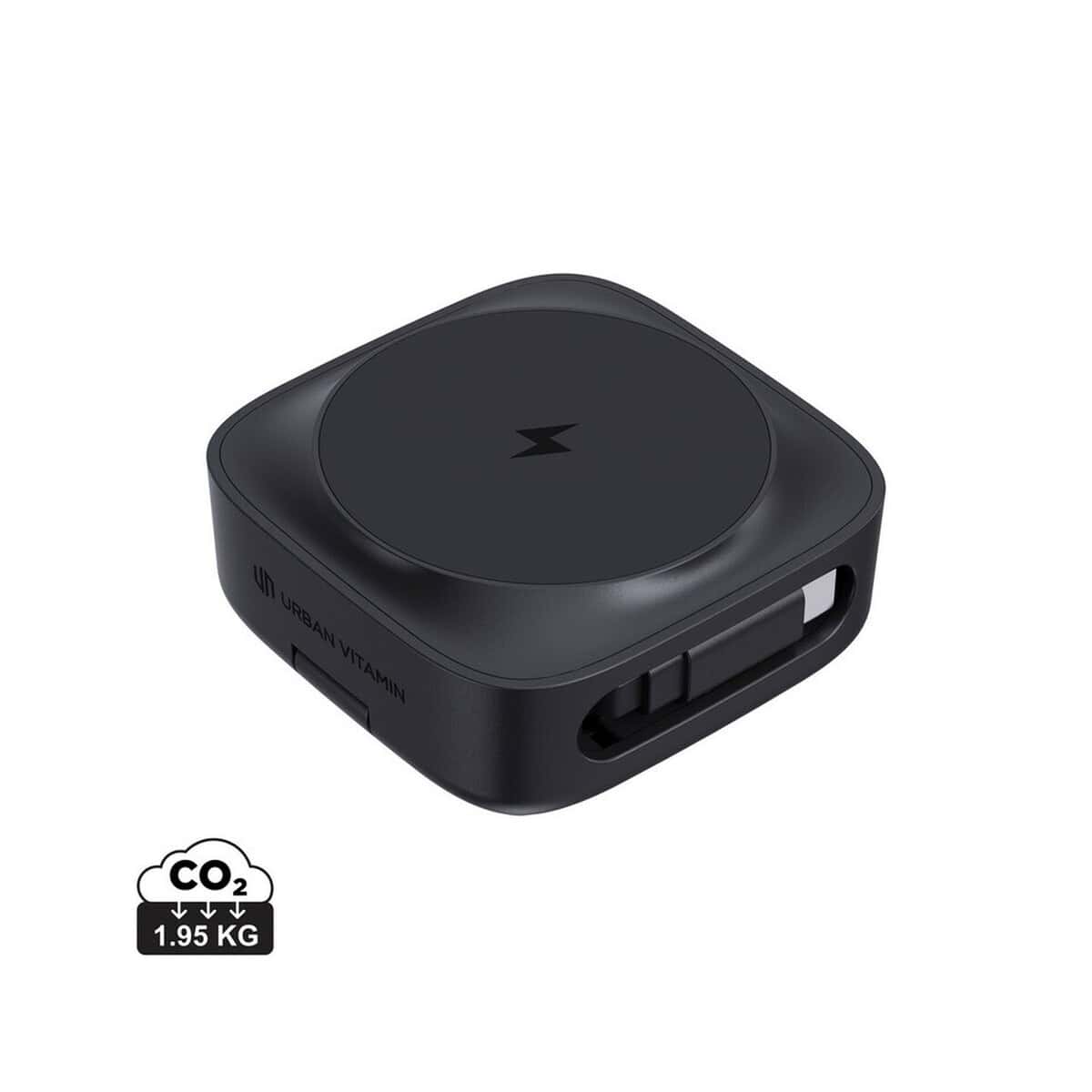 Ładowarki z logo – magnetyczna ładowarka bezprzewodowa 2 w 1 urban vitamin P309.5301__S_0 Uniwersalny ładowarka bezprzewodowa, czarna, kompaktowa, szybkie ładowanie, grawitacyjny system, stylowe gadżety.