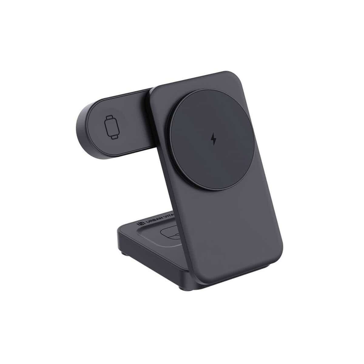 Ładowarki z logo – magnetyczna ładowarka bezprzewodowa 3 w 1 urban vitamin P309.5101__B_1 Stanowisko ładowania bezprzewodowego z captain mózgiem i eleganckim designem, idealne na prezent i do biura.