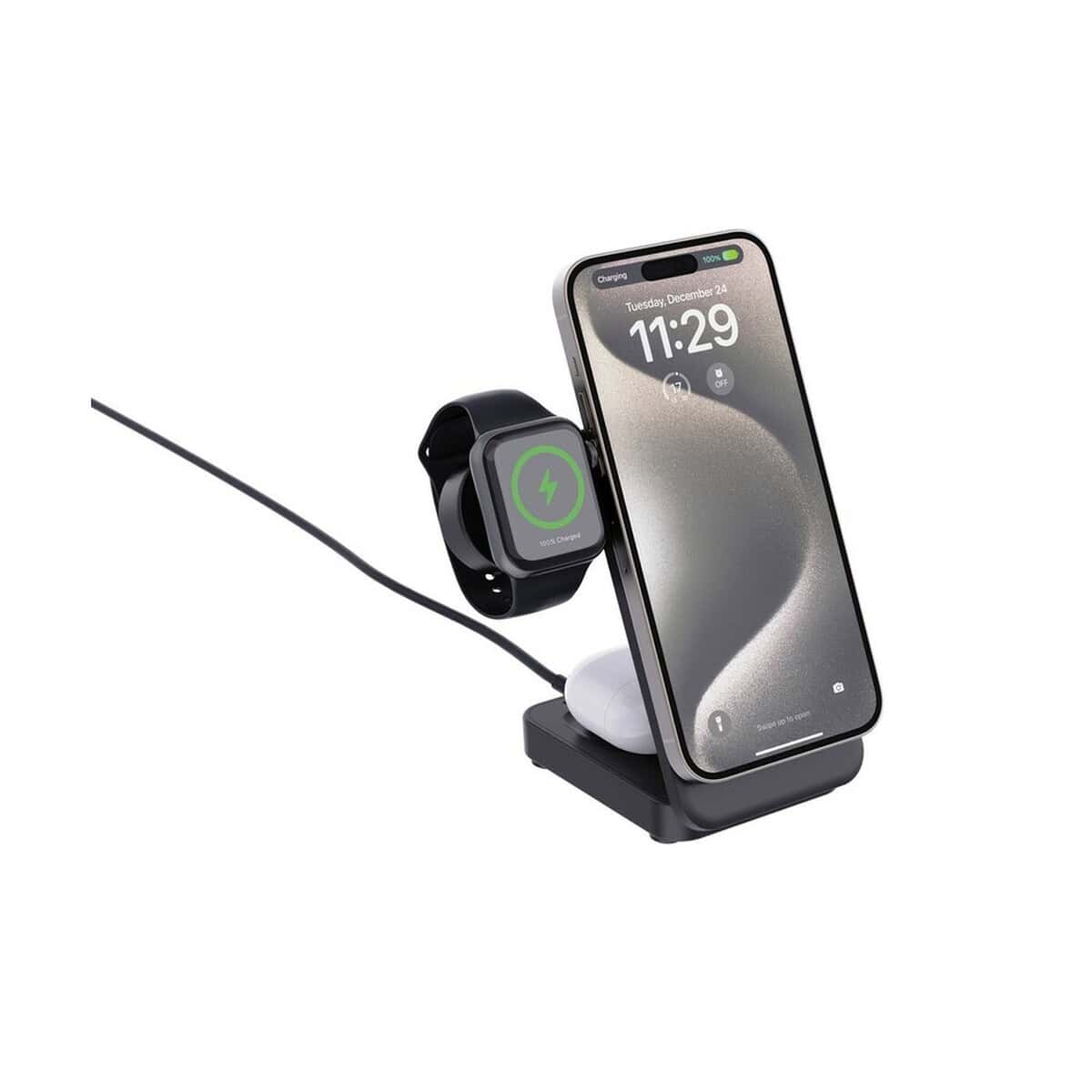 Ładowarki z logo – magnetyczna ładowarka bezprzewodowa 3 w 1 urban vitamin P309.5101__B_3 Przenośna ładowarka bezprzewodowa do telefonów i smartwatchy.