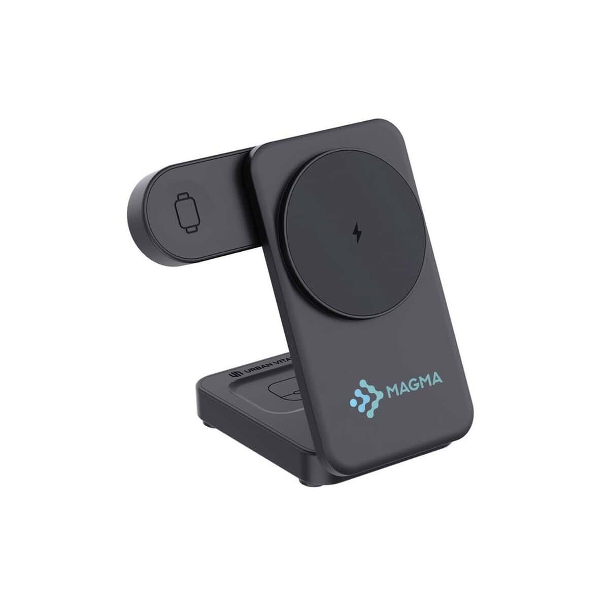 Ładowarki z logo – magnetyczna ładowarka bezprzewodowa 3 w 1 urban vitamin P309.5101__D_100 1. Bezprzewodowa ładowarka magnetyczna do telefonów z logo MAGMA.