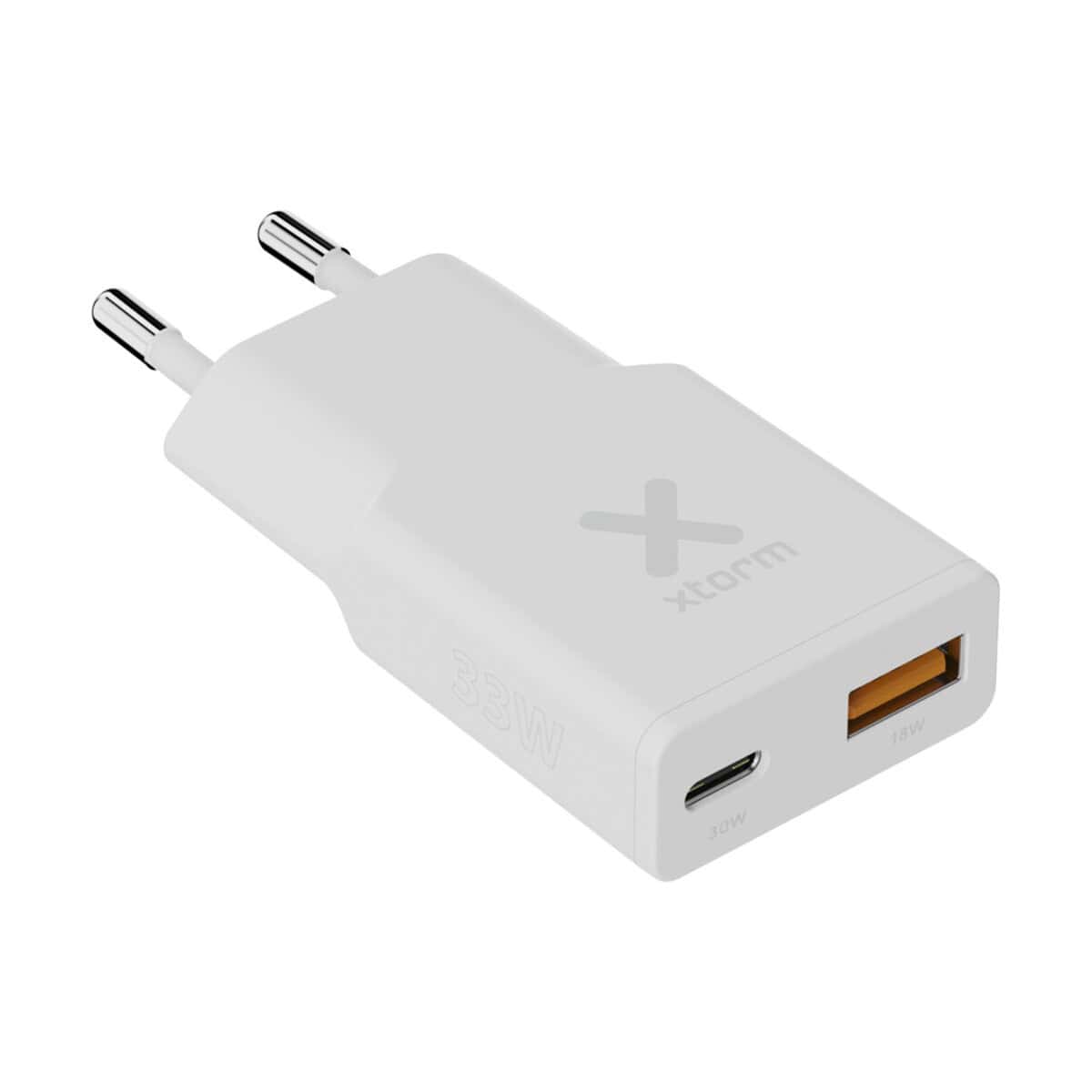 Ładowarki z logo – xtorm xg2sl033 go2 slimline ładowarka o mocy 33 w 12447401 ładowarka do telefonów z usb i usb typu c, reklama gadżetów elektronicznych.