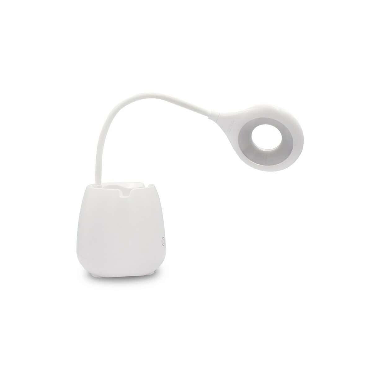 Lampki na biurko z logo – lampka na biurko, głośnik bezprzewodowy 3w, stojak na telefon, pojemnik na przybory do pisania | asar V0188-02_AAA05 Nowoczesna lampka LED z usb, o nowoczesnym designie i energooszczędnej funkcji. Idealna do biura i domu.